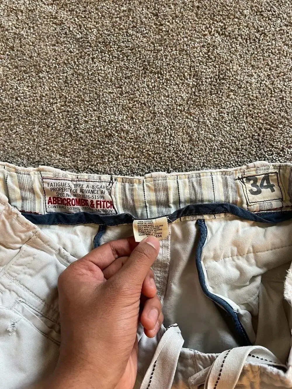 Abercrombie And Fitch Cargo Paratrooper Cargo Shorts Size 34 Beige Distressed Y2